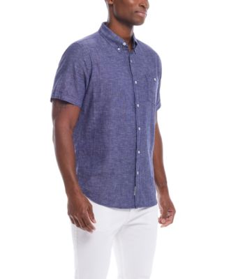 Men's Short-Sleeve Solid Linen Cotton Shirt