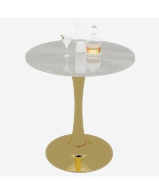 Streamdale Gold 27.6" Mid-Century Modern Dining Table with White Marble Top