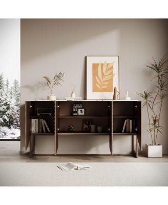 Unique 3D wave texture sideboard with marble-like countertop