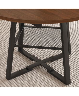 47" Extendable Round Dining Table Set for 4-8 with 4 Walnut Chairs