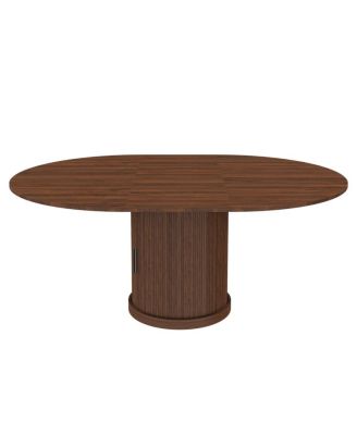 59" Extendable Oval Dining Table Set with 4 Walnut Chairs & 2-Tier Storage