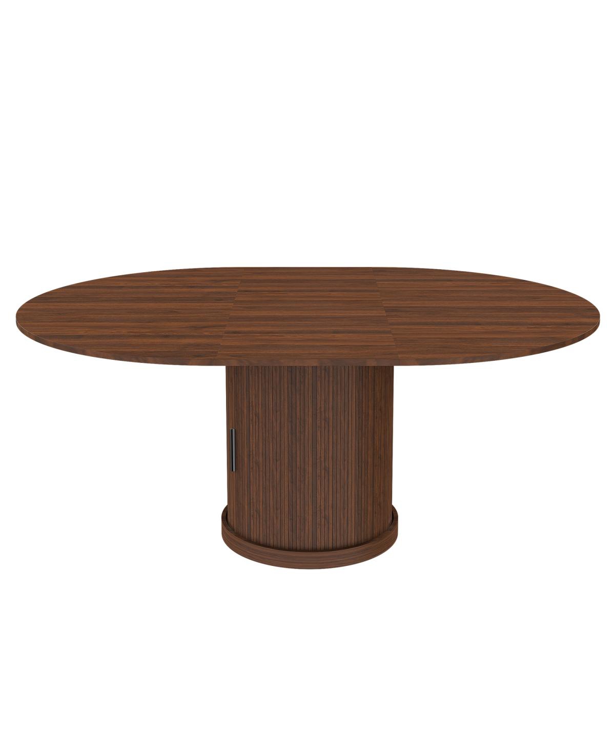 Streamdale Furniture 59" Extendable Oval Dining Table Set with 4 Walnut Chairs & 2-Tier Storage