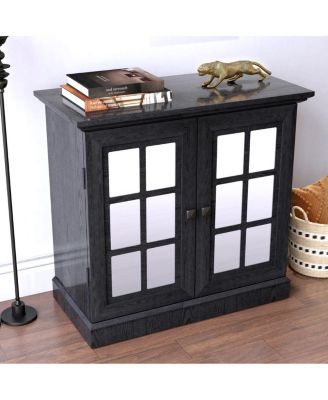 Storage sideboard cabinet with 2 mirrored doors & adjustable shelf