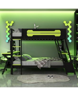 Bunk Bed with Two Gaming Desks & USB Ports