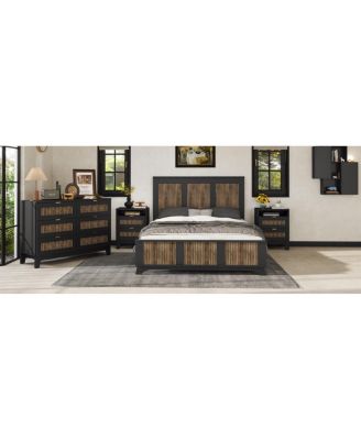 Streamdale 4-Piece Queen Farmhouse Set with Storage Nightstand & Dresser