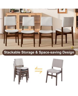 Streamdale 7-Piece Modern Dining Set - Solid Wood Table & Upholstered Chairs, Walnut Finish