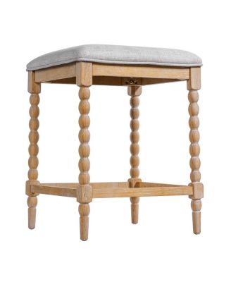 Counter Stools Set of 4, Upholstered Seat, Solid Acacia Wood Frame