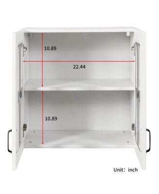 Glass Door Wall Cabinet with Adjustable Shelves