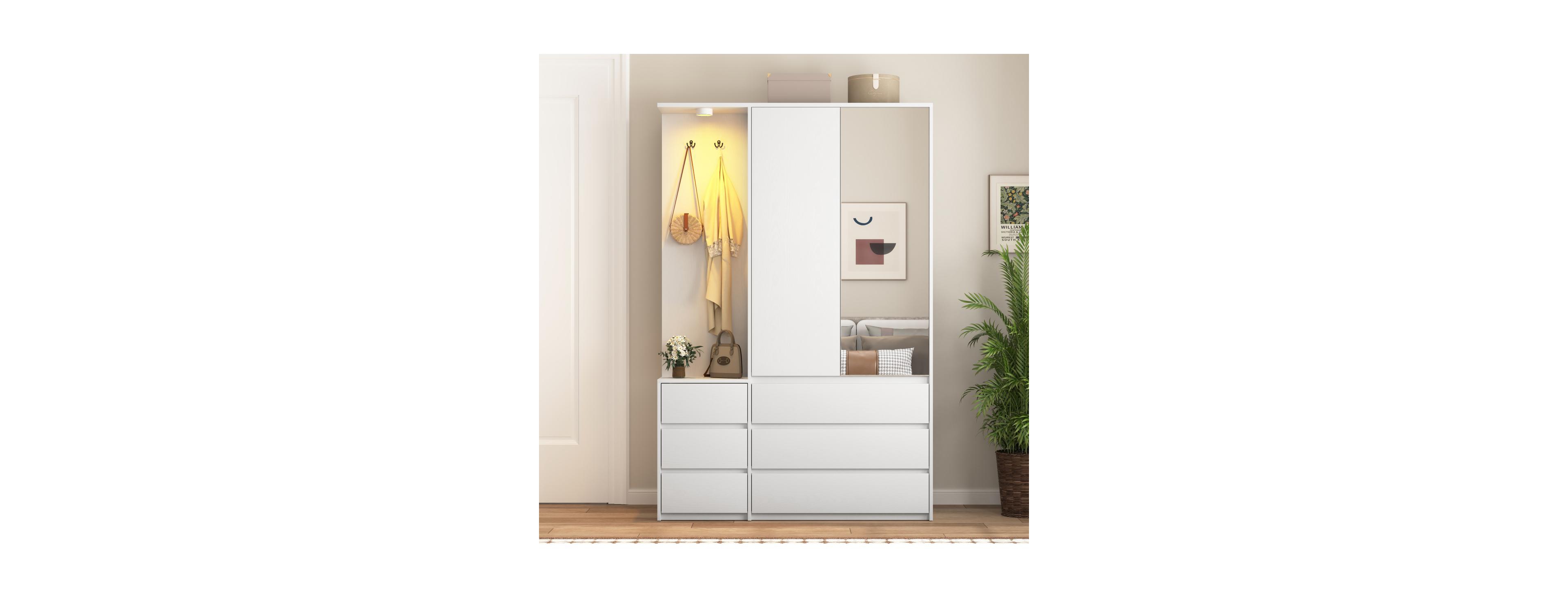 Streamdale Wardrobe Closet 71.7'' H, 2 Doors 6 Drawers, White