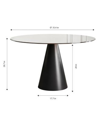 Streamdale 35" Round Glass Dining Table with Carbon Steel Legs