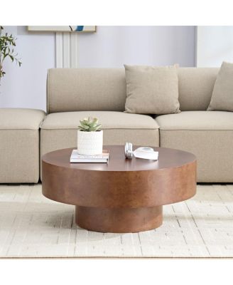 Streamdale Faux Burl Wood Pattern Decal Coffee Table with Pedestal