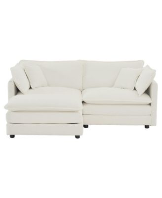 Chenille 2 Seat L shaped Sectional Sofa with Footrest Ottoman