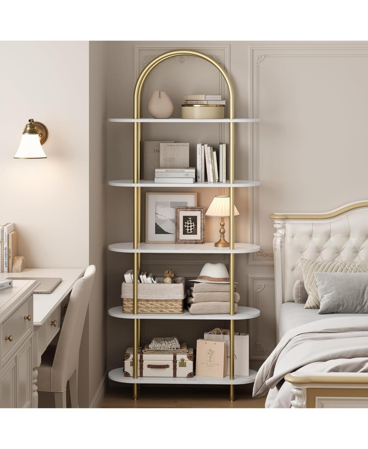 gaomon 71" 5-Tier Metal Collapsible Bookshelf
