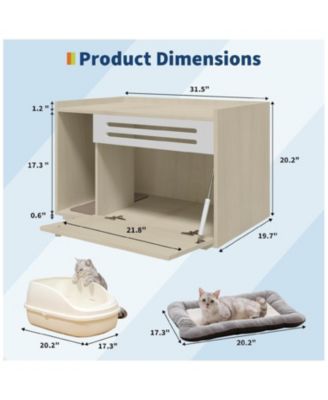Modern Litter Box Enclosure Cabinet, Concealed Litter Box with Vent Door and Side Storage Drawer, Beige