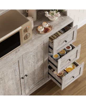 67" Kitchen Pantry Cabinet with Microwave Shelf, Storage Hutch with Doors, Shelves & Drawers, Wooden Coffee Bar Sideboard