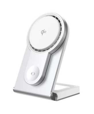 Foldable 3-in-1 Wireless Charger - Charge for Apple - Portable Fan-Cooled Charging Stand for iPhone, Watch and Earphones