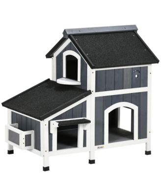 Gray Outdoor Cat House with Multiple Entrances