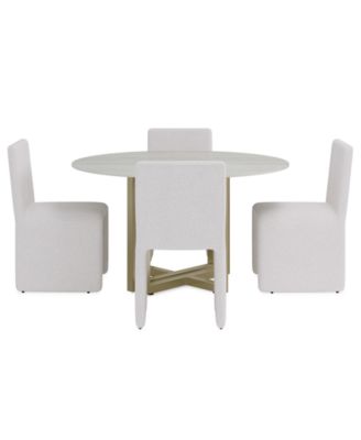 Emila 5-Pc. Fabric Round Table and Upholstered Chairs Dining Set