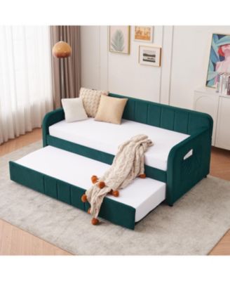 Streamdale Twin Daybed with Trundle, Sofa Bed, Emerald