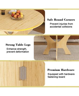 43" Folding Dining Table Set with 2 Chairs, Wild Oak Veneer, Space Saving