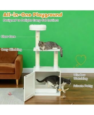 Cat Tree with Litter Box Enclosure