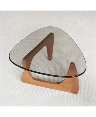 Modern Glass Coffee Table, 35.8" x 25.6" x 15.7", Walnut