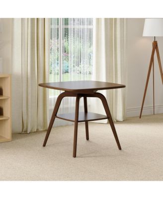 Modern Wooden Dining Table with Storage Shelf, Walnut Finish