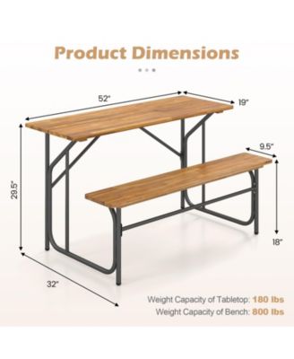Acacia Wood Patio Picnic Table Bench for 2 People