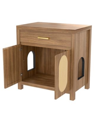 Espresso Hidden Cat Litter Box Enclosure with Storage