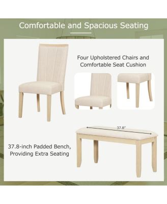  Contemporary 6-Piece Extendable Dining Table Set with Removable Leaf and Bench