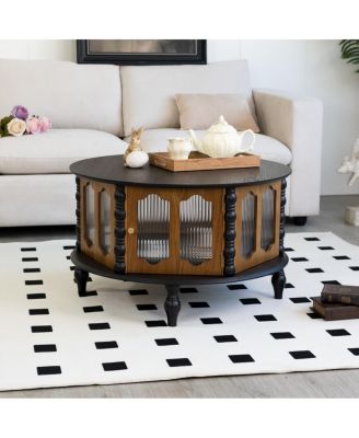 31.5" Round 3-Door Storage Coffee Table