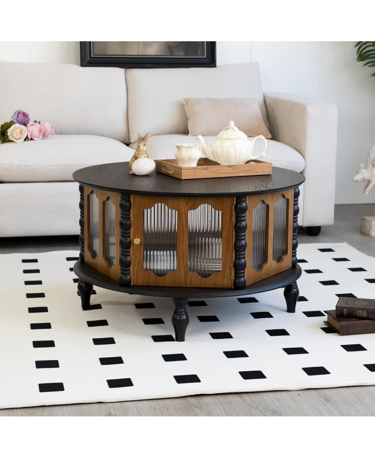 Streamdale Furniture 31.5" Round 3-Door Storage Coffee Table