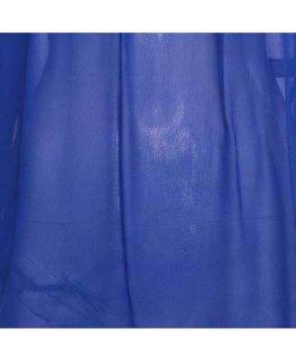 Women's Blue Silk Tassel Detailed Sheer Blouse