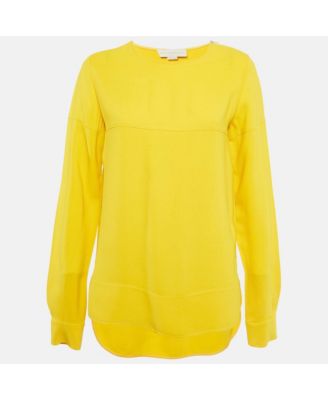 Women's Yellow Crepe Long Sleeve Blouse