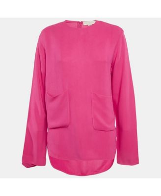 Women's Pink Crepe Long Sleeve Blouse