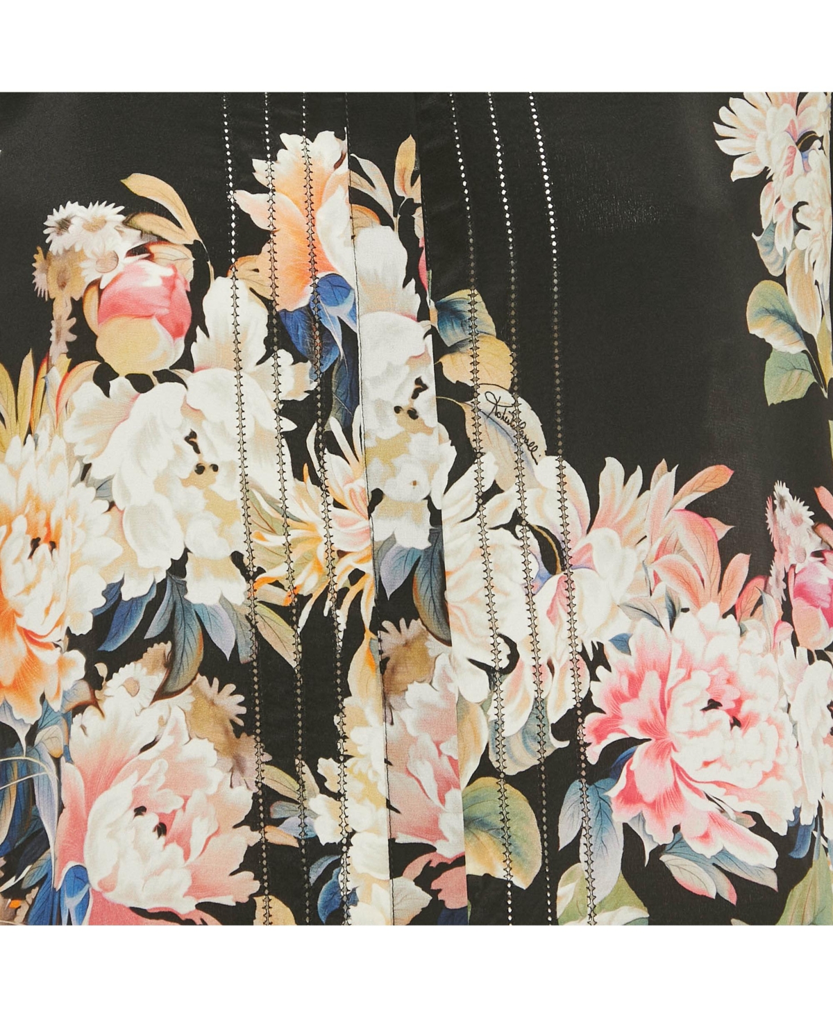 Pre-Owned Roberto Cavalli Women's Black Floral Print Silk Blouse