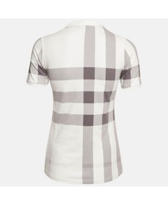 Women's Brit White Checked Cotton Polo T-Shirt
