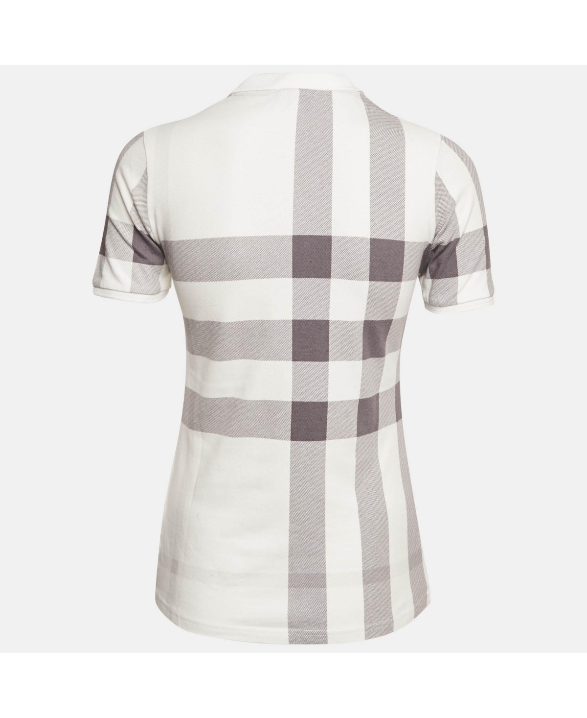 Pre-Owned Burberry Women's Brit White Checked Cotton Polo T-Shirt