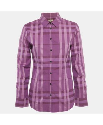 Women's Purple Checks Cotton Long Sleeve