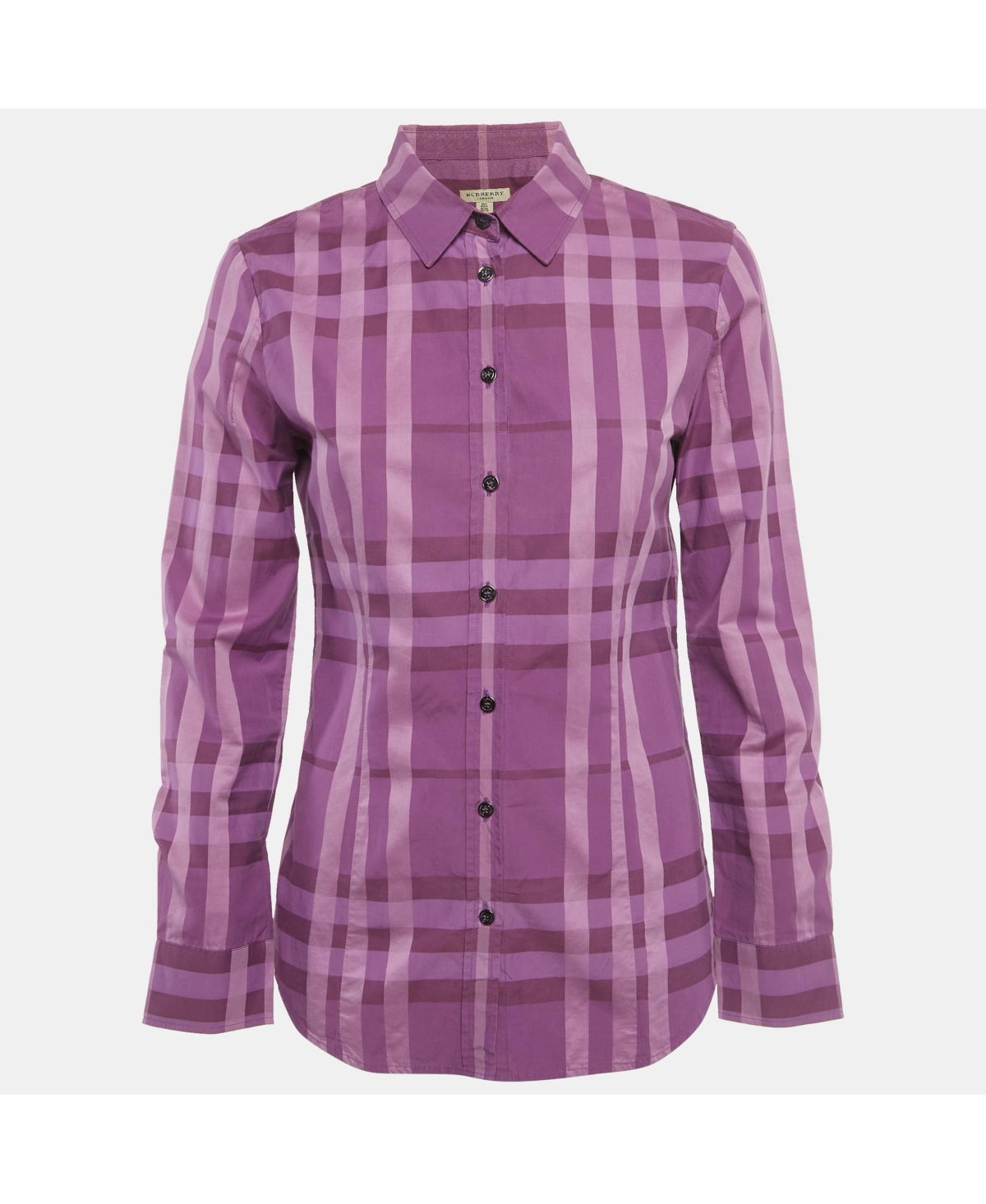 Pre-Owned Burberry Women's Purple Checks Cotton Long Sleeve