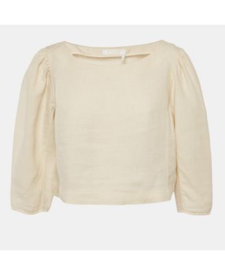 Women's Beige Linen Top