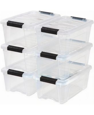 Clear Plastic Storage Bins with Latches - 6 Pack - Durable, Stackable, BPA-Free