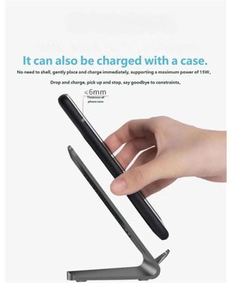 15W Fast Charging Dual-Coil Vertical Wireless Charger - Horizontal and Vertical Dual-Use Desk Phone Stand for Phone