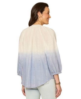 Petite Split Neck Woven Top
