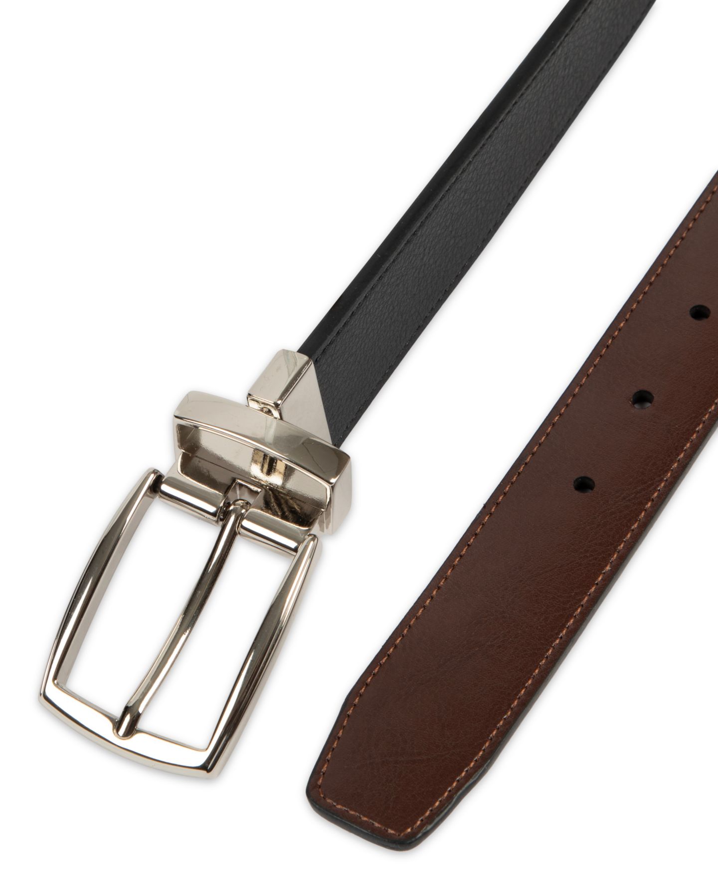 Мужской ремень Club Room 32MM Luxury 2-In-1 Reversible Dress Belt, цвет: Чёрный / Коричневый — фото 2