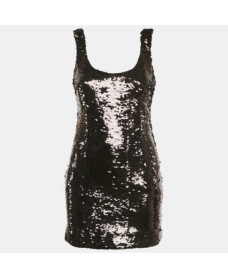 Women's Pre-Owned D&g Black Sequin Embellished Tulle Sheath Dress