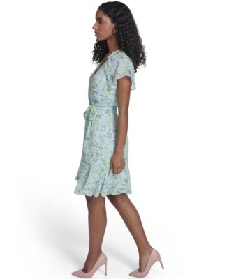 Women's Flutter-Sleeve Wrap Dress