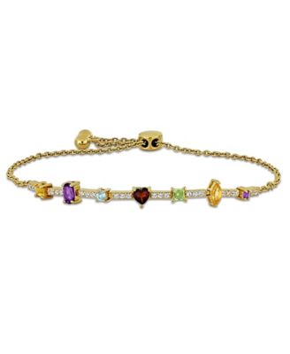 Multi-Gemstone (1-3/8 ct. t.w.) Bolo Bracelet in 18k Gold Flash Plated Sterling Silver