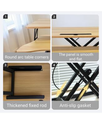 32" Height Adjustable Sit-Stand Desk Converter for Dual Monitors & Laptop