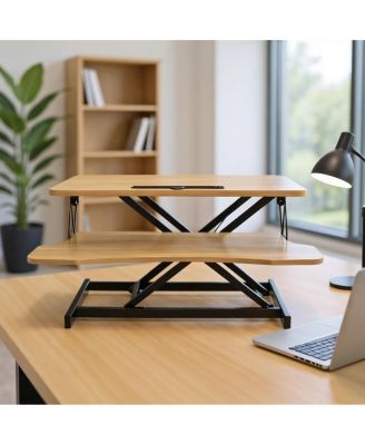 32" Height Adjustable Sit-Stand Desk Converter for Dual Monitors & Laptop